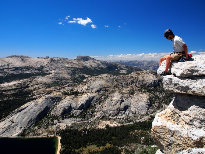 Connor scoping the lake below from the summit.